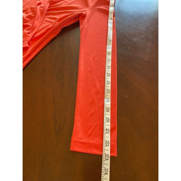 St. John Collection V-Neck Faux Wrap Midi Dress Coral/Orange Size 2 - Picture 13 of 15